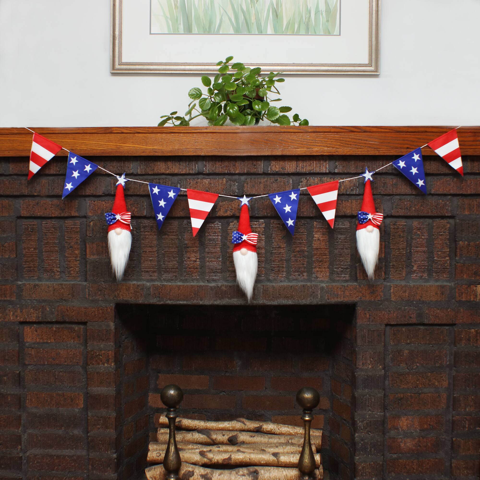 6ft. Patriotic Flags & Gnomes Garland